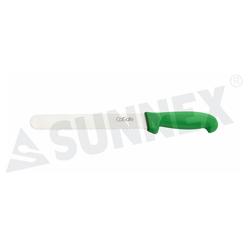 Stainless Steel Bread Knife with Green Handle