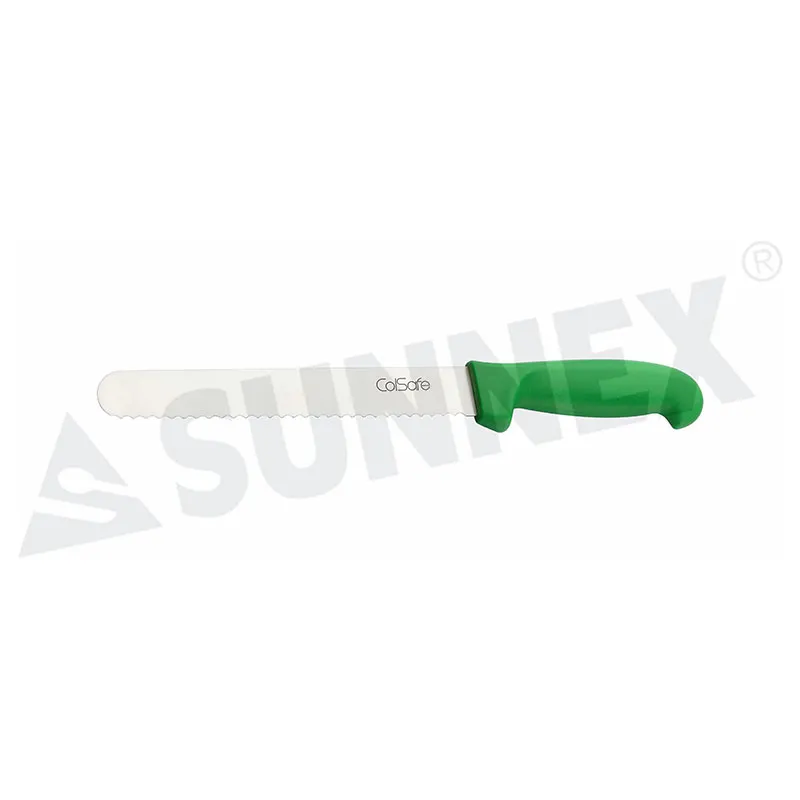 Stainless Steel Bread Knife with Green Handle