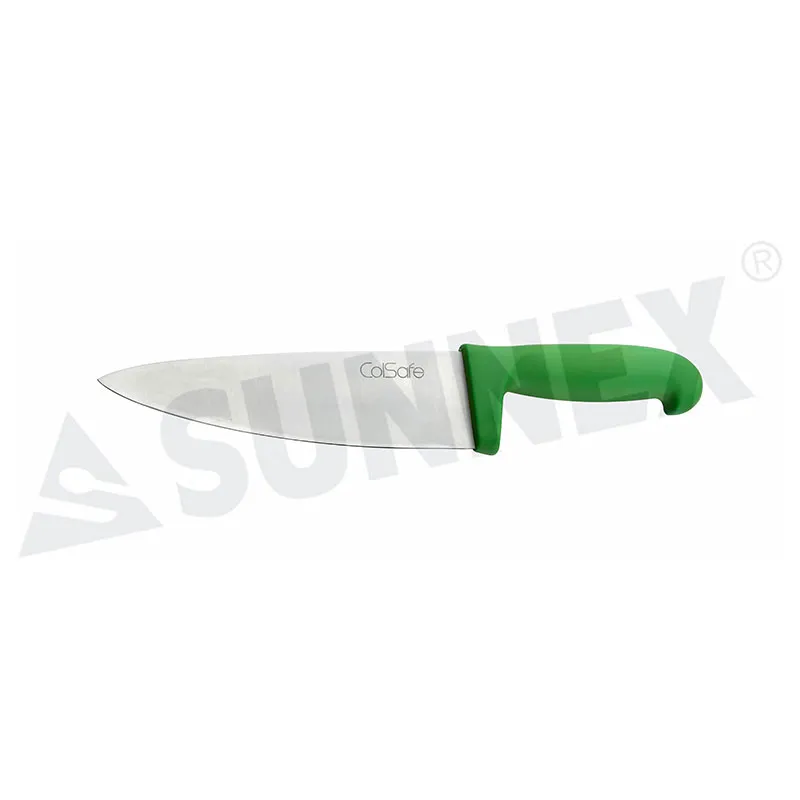 Stainless Steel Cooks Knife na may Green Handle 20cm