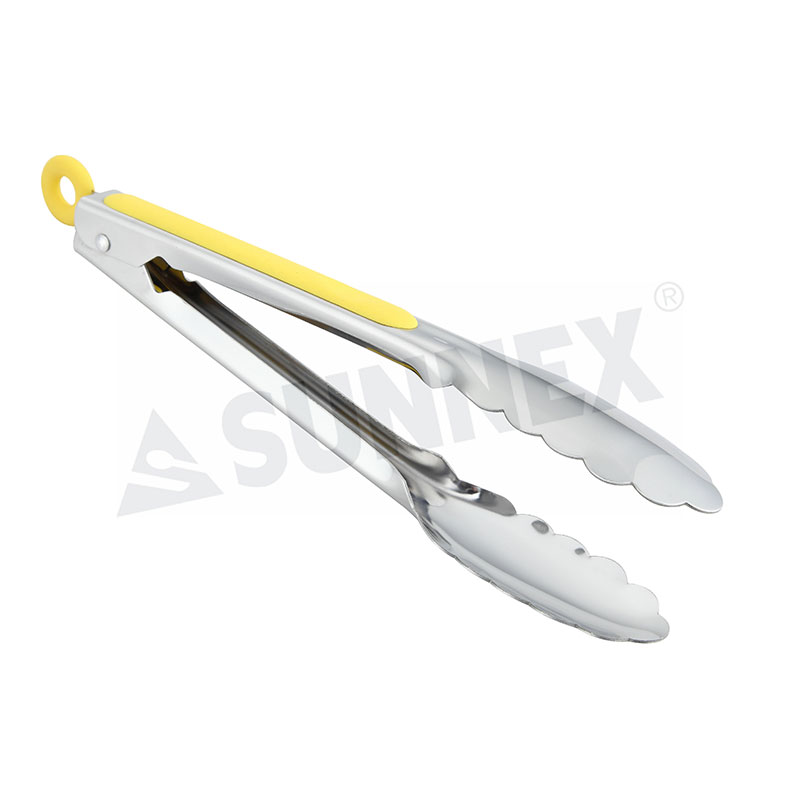 Stainless Steel Serving Tongs with Soft Grip Handle Yellow Color