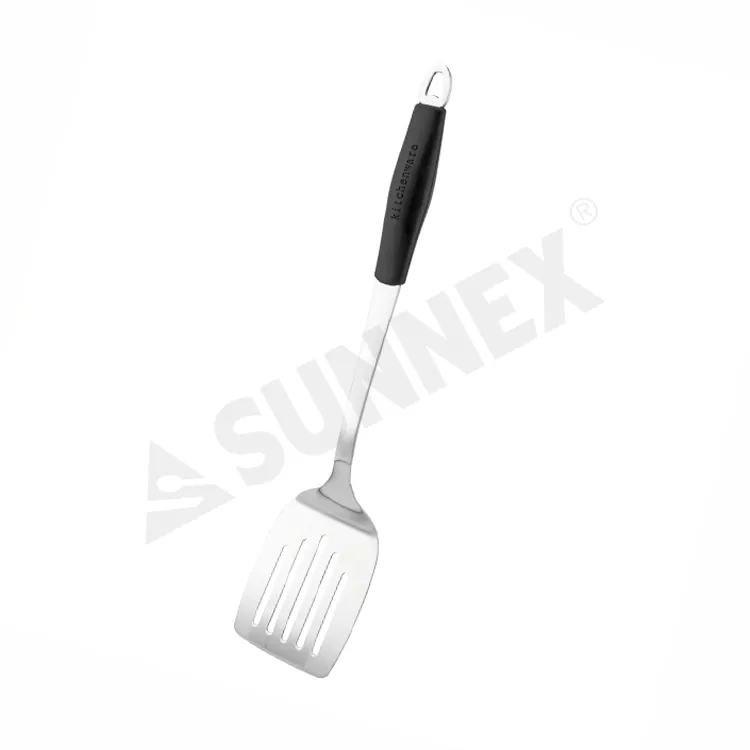 Stainless Steel Slotted Turner na May Silicone Handle