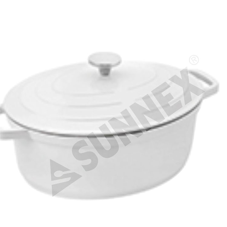 White Color Nonstick Soup Pot Kitchen Cookware Oval Casserole