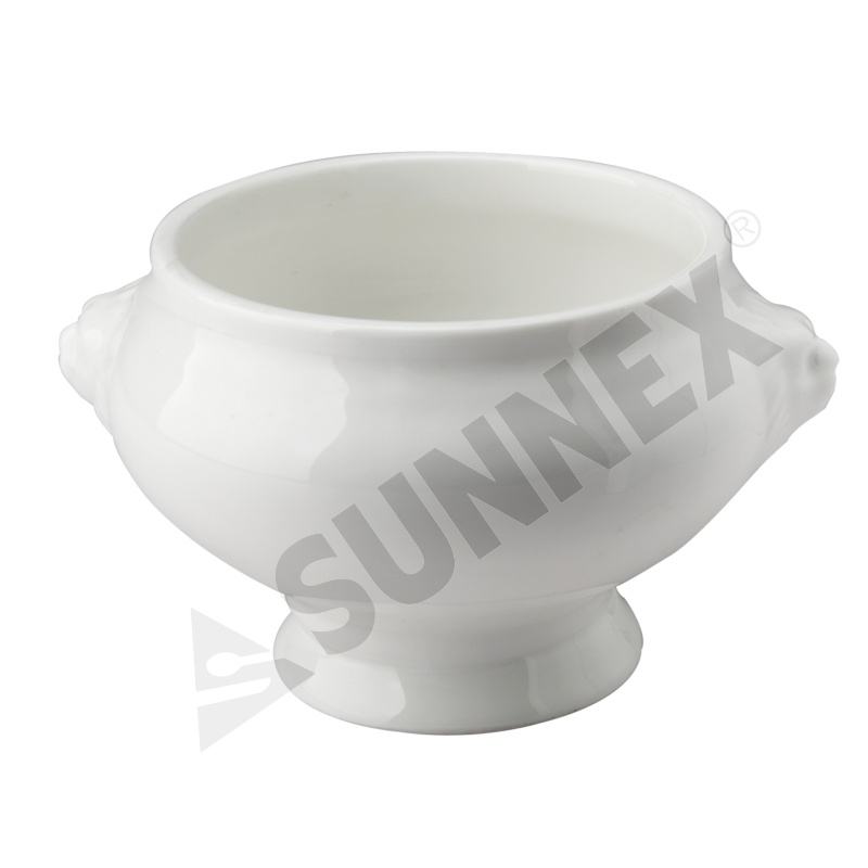 White Color Porcelain Lion Headed Soup Bowl