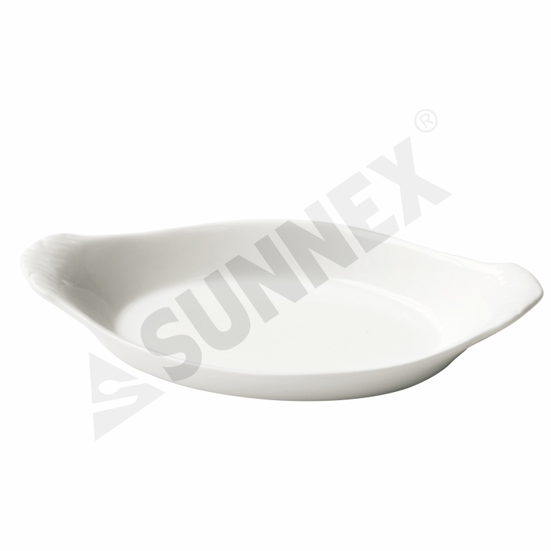 White Color Porcelain Oval Eared Dishes - 0 
