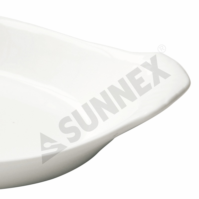 White Color Porcelain Oval Eared Dishes - 1