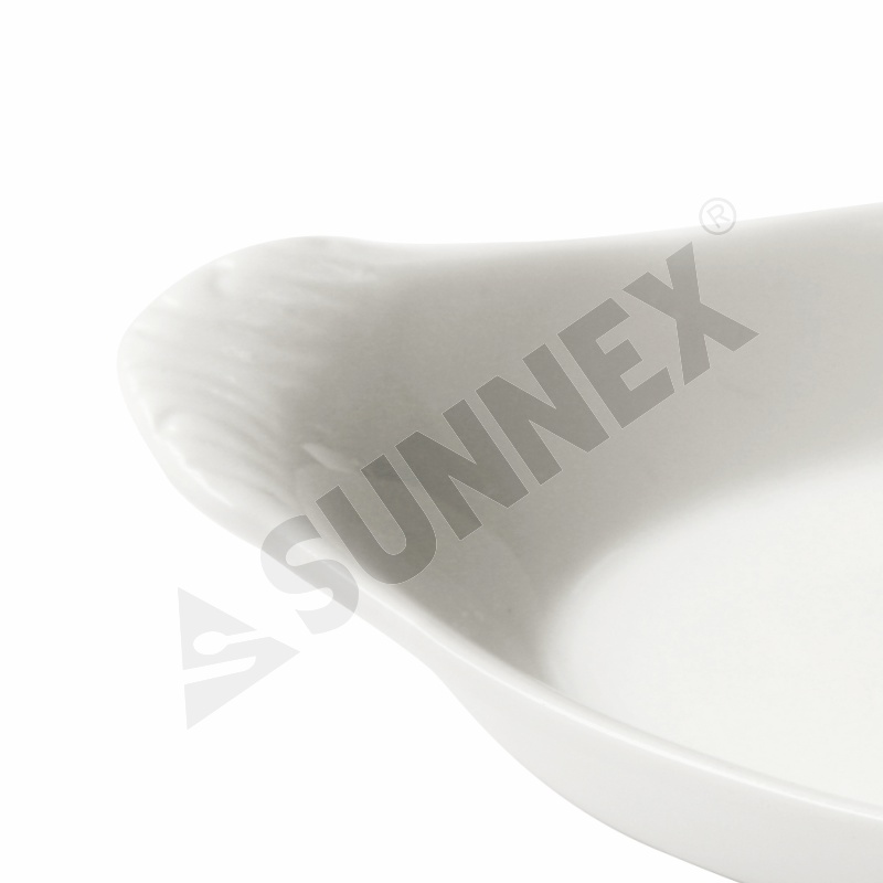 White Color Porcelain Oval Eared Dishes - 2
