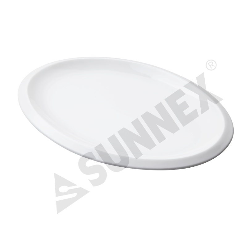 Hvitfarget porselen oval plate