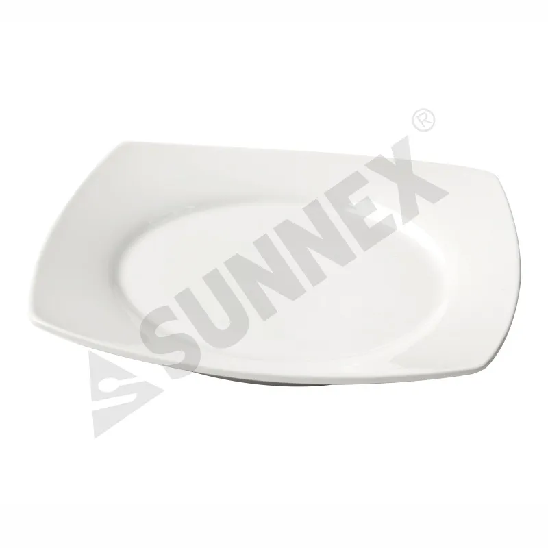 White Color Porcelain Square Coupe Plate