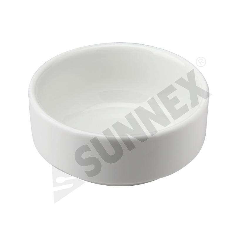 Copo de sopa empilhável de porcelana de cor branca
