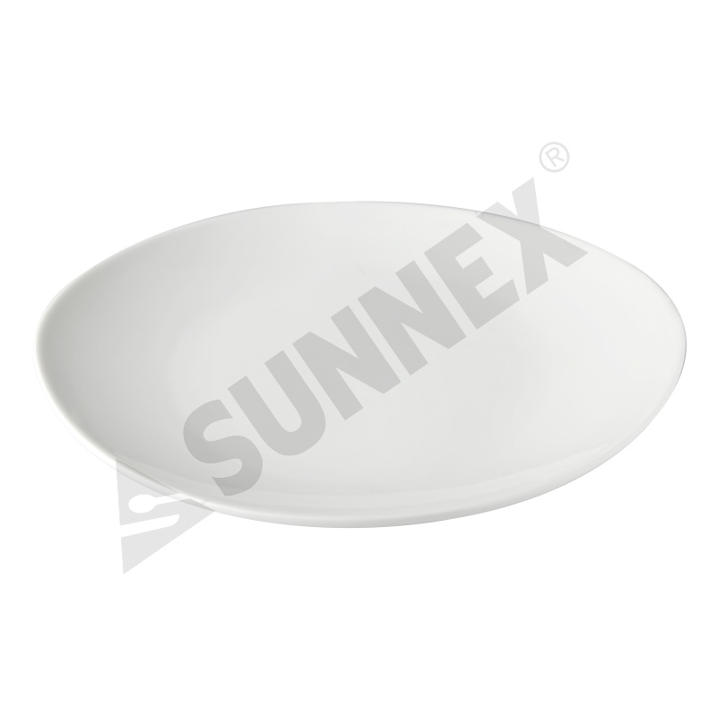 White Color Porcelain Wide Rim Oval Platter