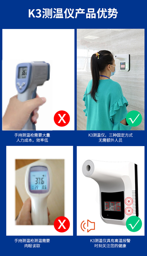 Wall-mounted Non-contact IR Infrared Thermomter K3 - 2 