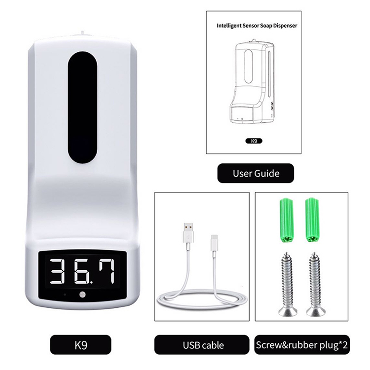 Dispenser Sabun K9 dengan Termometer Inframerah Tidak Sentuh 2 dalam 1 - 5