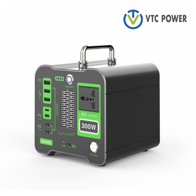 Przenośny generator o mocy 300 W, akumulator litowy wielokrotnego ładowania, Generator słoneczny z gniazdkiem 110 V AC, samochód 12 V, typ C, wyjście USB