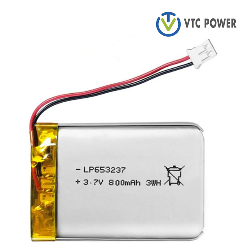 653227 800mAh 3.7V Lipo Rechargeable Lithium Ion Polymer Battery With JST Connector