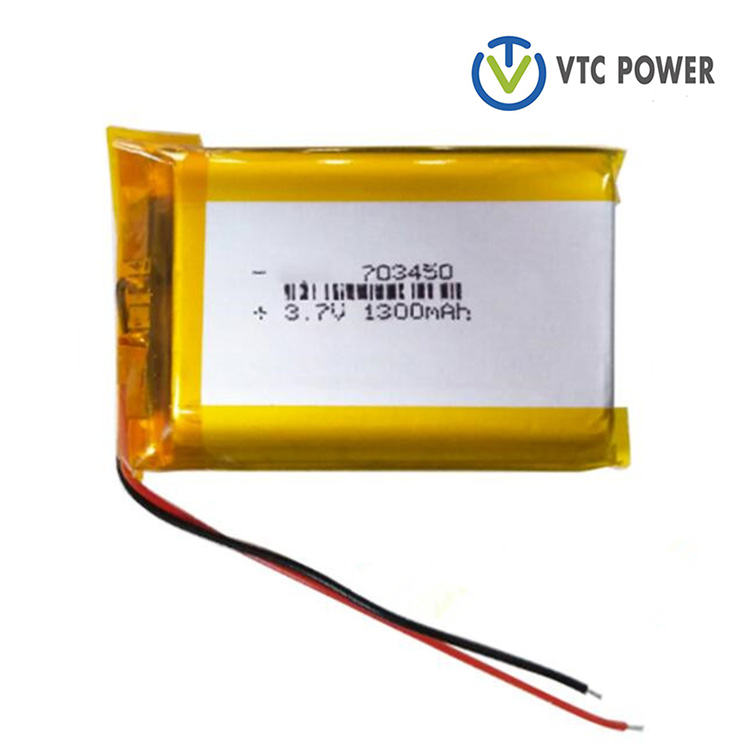 703450 1300mAh 3.7V Lithium Polymer Rechargeable Battery for LED light Power Bank
