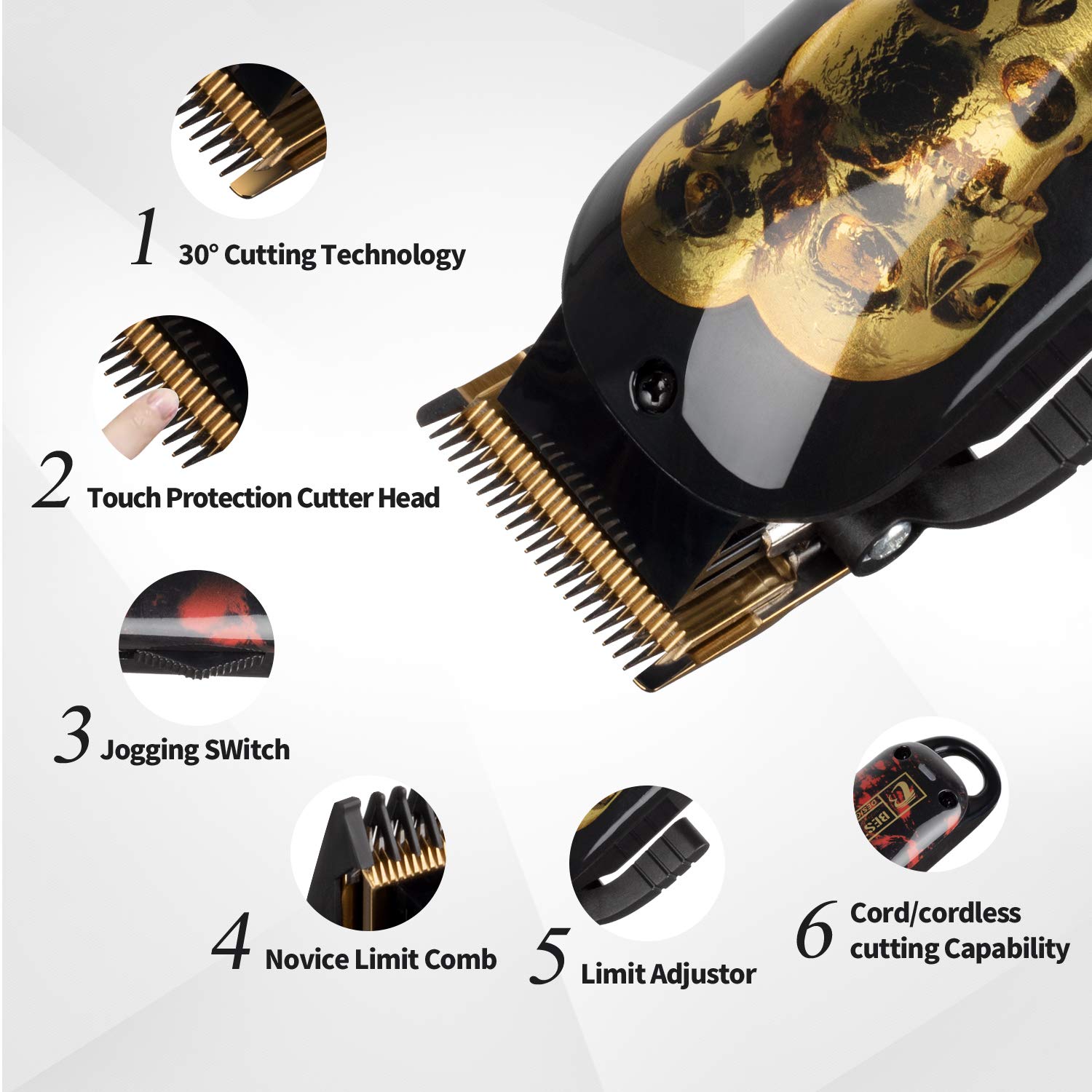 Cordless Hair Trimmer with 2000mAh Li-Ion Battery - 2 
