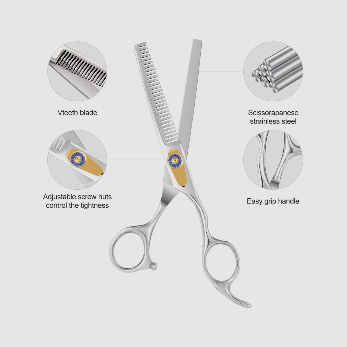 Gold Hair Cutting Shears - 3 