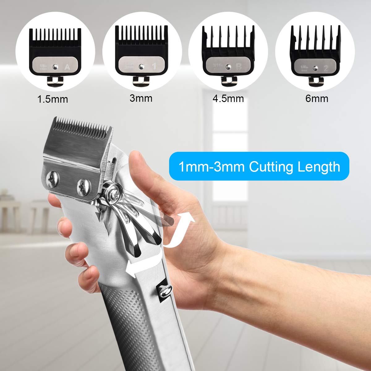Pro Cordless Hair Clippers for Men Stylists Barbers Kids Home Using - 3