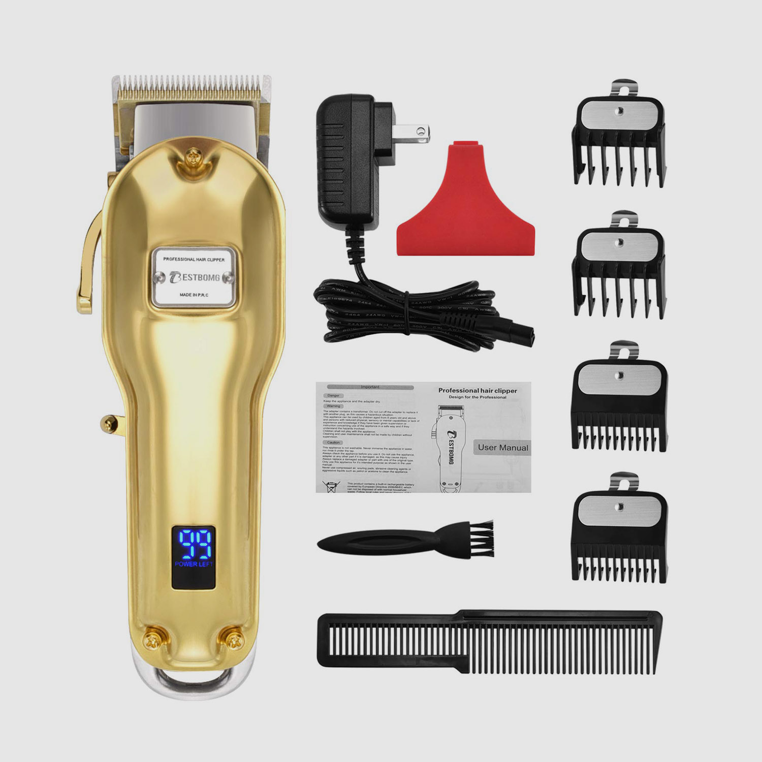 Tela LED para kit profissional para corte de cabelo sem fio