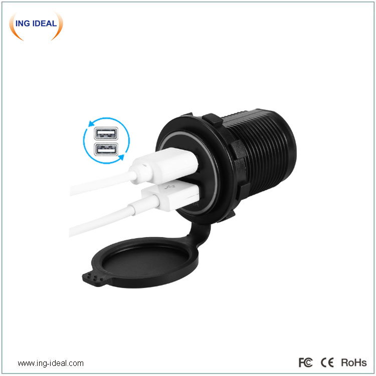 12v 4.8a Dual Usb Bus Charging Socket Power With Double-Sided Insertion Port - 0