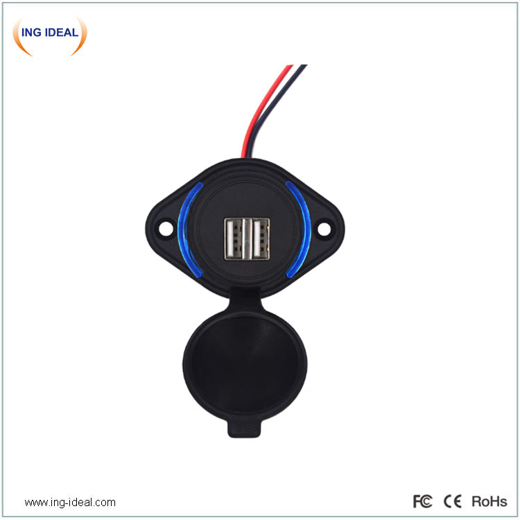 12v 4.8a Dual Usb Bus Charging Socket With Waterproof Cover