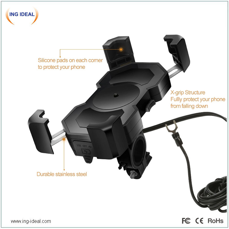 15w Fast Motorcycle Phone Holder With Wireless Charger - 1 