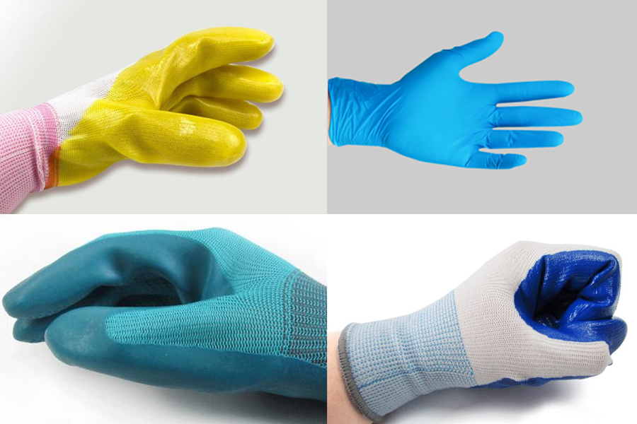 What are the characteristics of PVC gloves, latex gloves, and nitrile gloves?