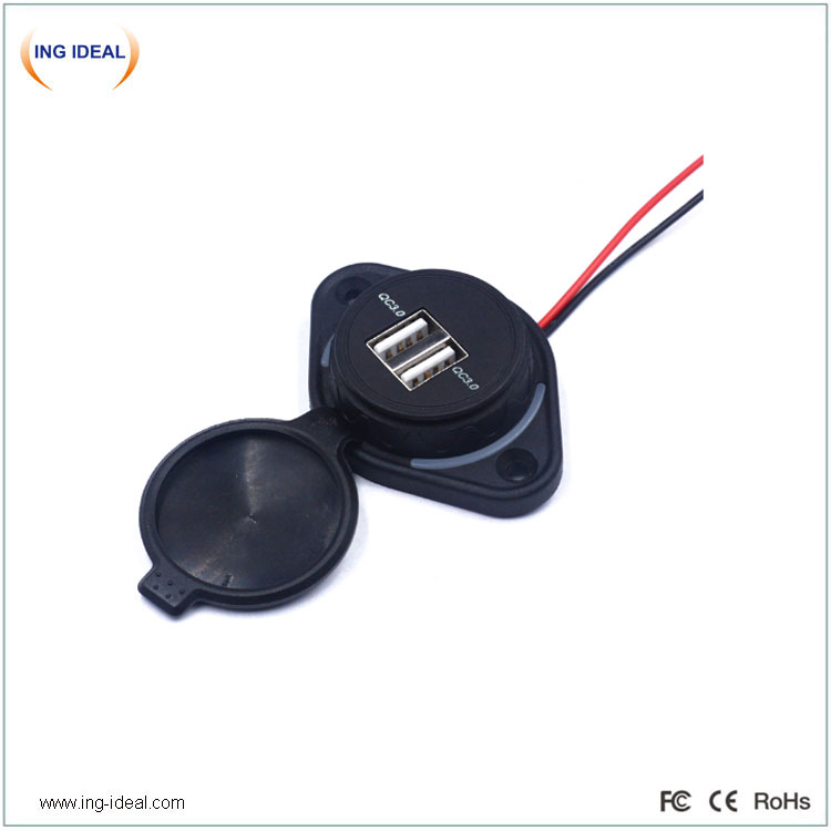Paip Soket Pengecas Cepat Dual USB Car Waterproof 24V QC3.0 - 0 