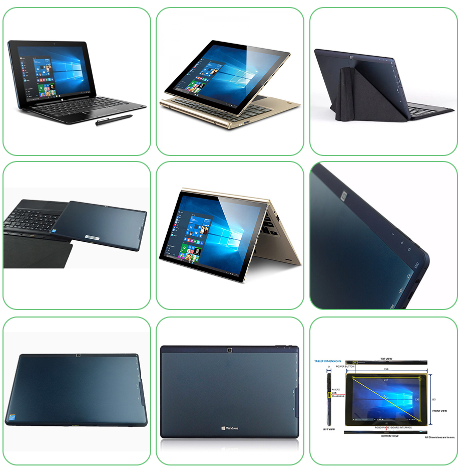 10.1 Inch Windows DZ8350 সিপিইউ 2 In 1 Tablet PC