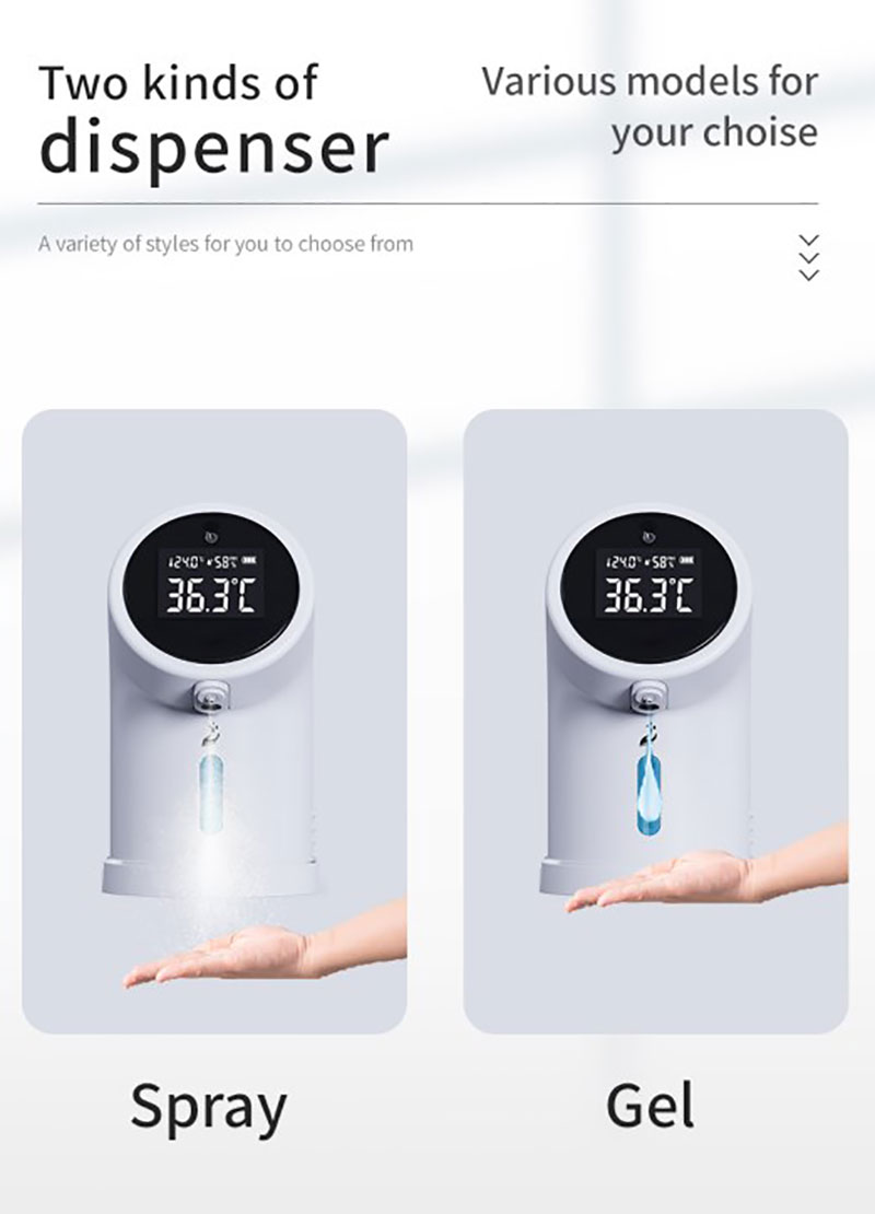 Thermometer Sanitizer Touchless Automatic Spray Hand Bathroom Soap Dispenser