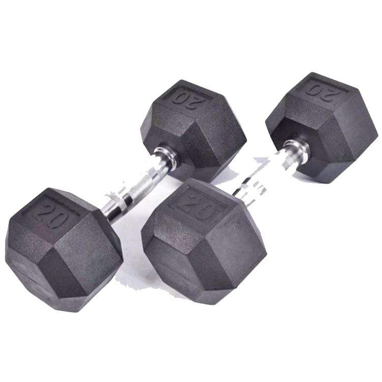 ໂຮງງານຂາຍສົ່ງລາຄາຖືກ 20kg ເຄືອບຢາງ Kurz Hantel Mancuernas De Gym Free Weights Dumbbell Set Rubber Hex Dumbbells Set - 3 