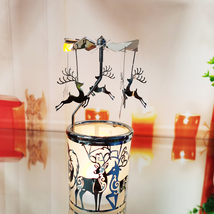 ခရစ်စမတ် Reindeer Rotary Candle Holder - 1