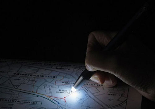 LED luminous ballpoint pen for writing in the dark