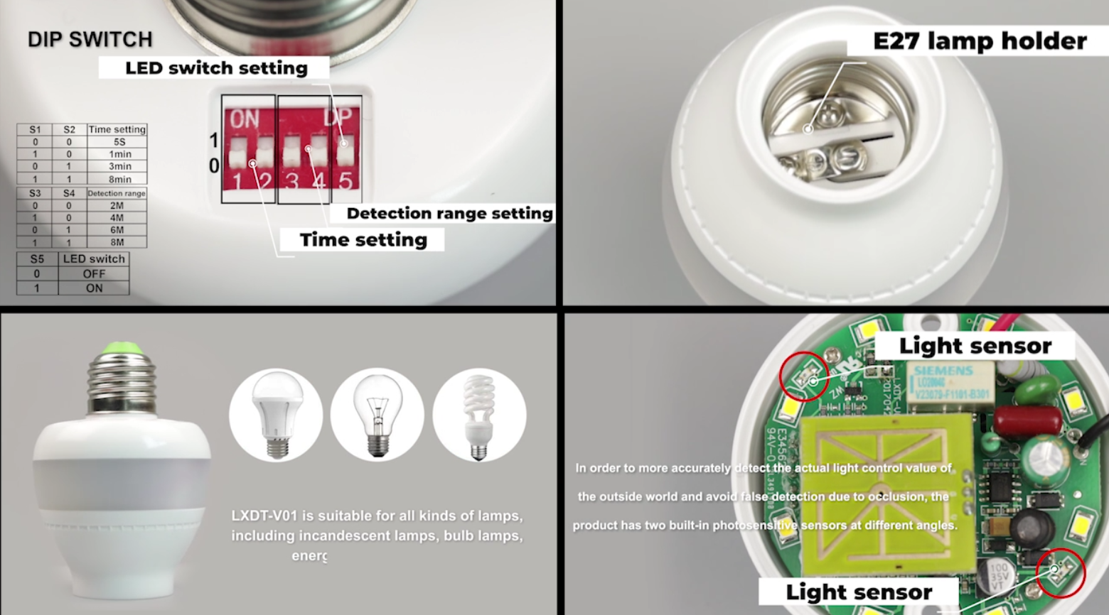 Giá đỡ đèn cảm ứng vi sóng thông minh, thiết kế sáng tạo dẫn đầu tương lai của ngành chiếu sáng