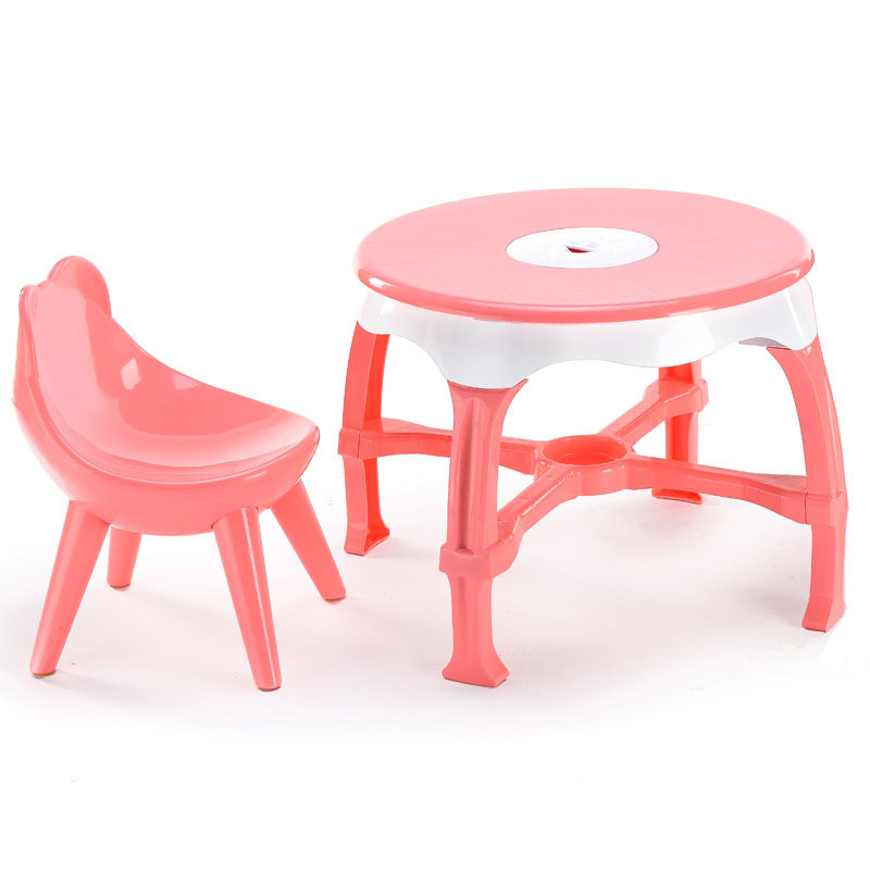 Флеш мебел Тркалезна пластична маса за активности со стол - 1 