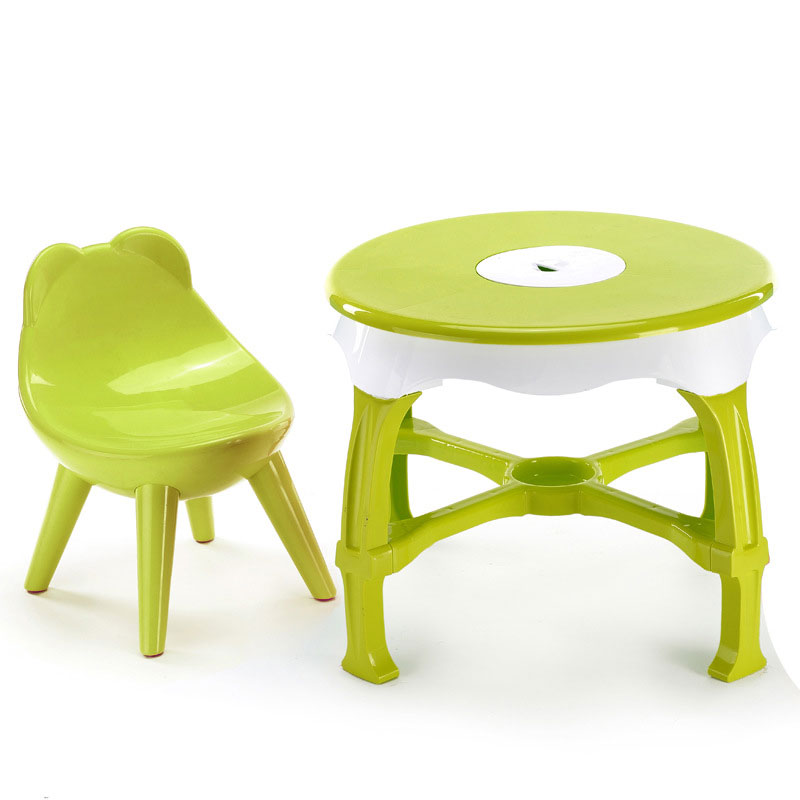Флеш мебел Тркалезна пластична маса за активности со стол - 2