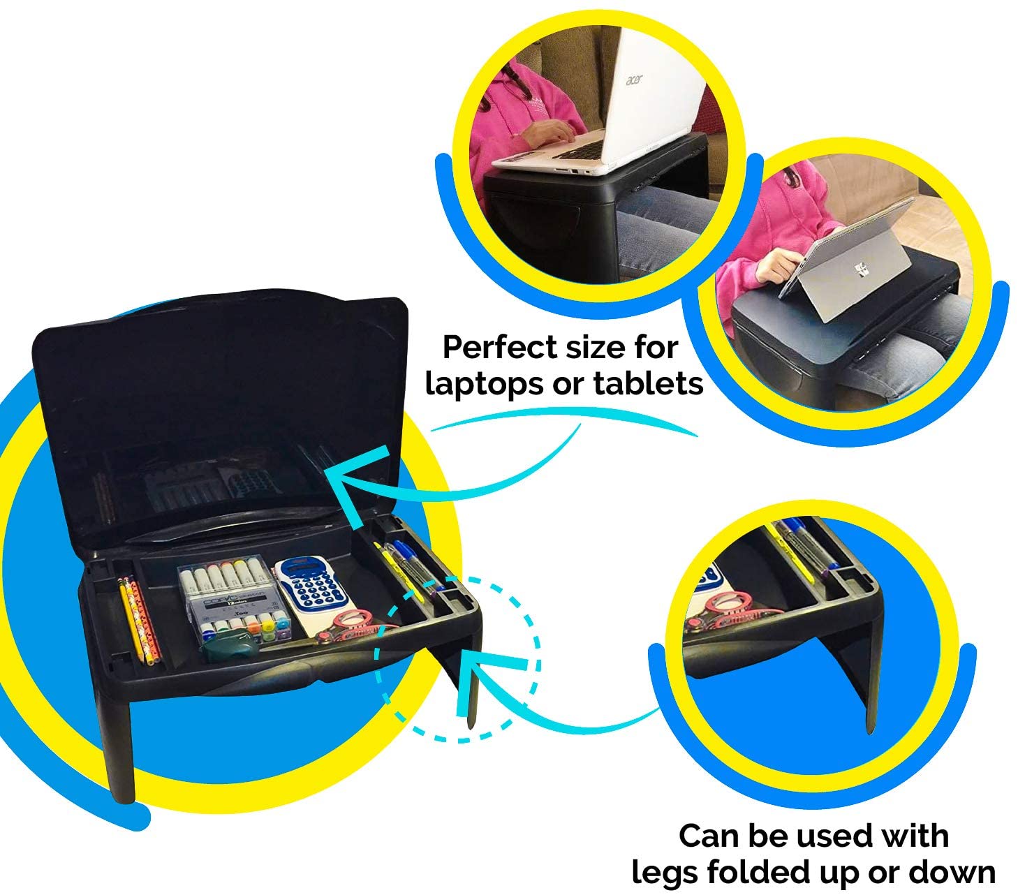 Nešiojamas ir praktiškas nešiojamojo kompiuterio lovos stalas su saugykla - 4