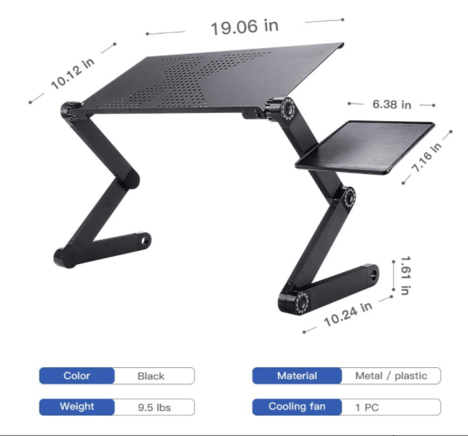Buitinis reguliuojamas nešiojamojo kompiuterio stovo stalas, skirtas lovos atlošo sofai - 1 