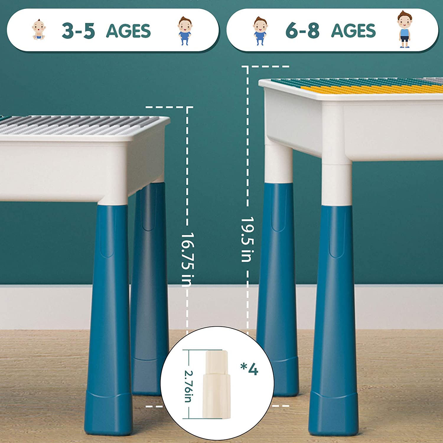 Household Blocks Table with Storage and Chair for Kids Ages 4-8 years - 12