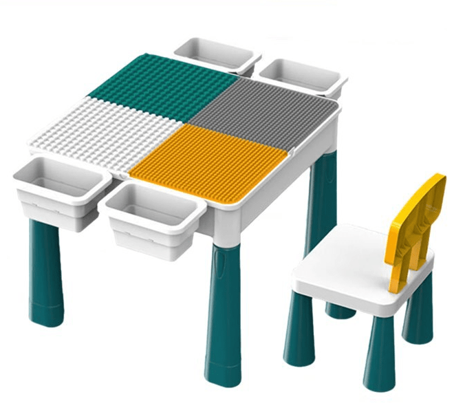 4-8 yaş arası uşaqlar üçün saxlama və stul ilə ev blokları masası - 3