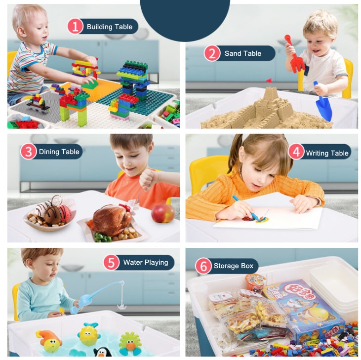 Табела за блокови во домаќинствата со складирање и стол за деца на возраст од 4-8 години - 4 