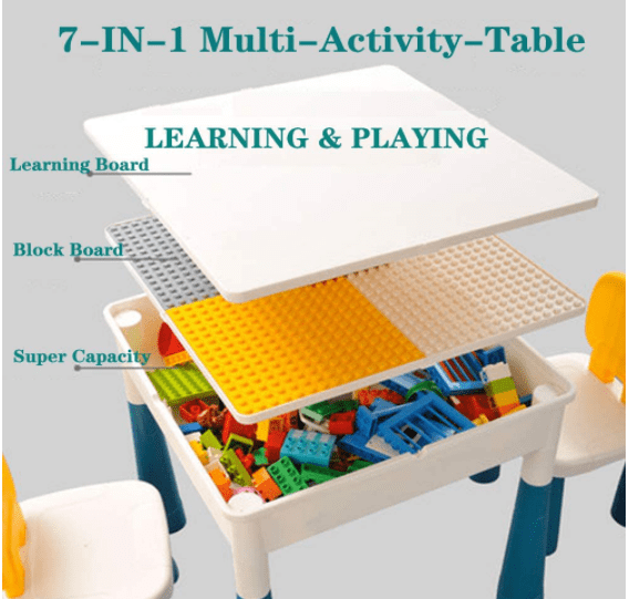 4-8 yaş arası uşaqlar üçün saxlama və stul ilə ev blokları masası - 19