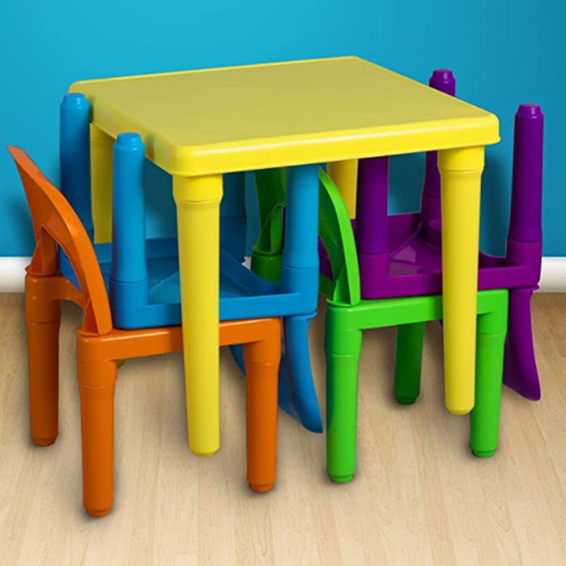 Buitinis sulankstomas lengvas vaikų baldų stalas ir 4 kėdžių komplektas - 6