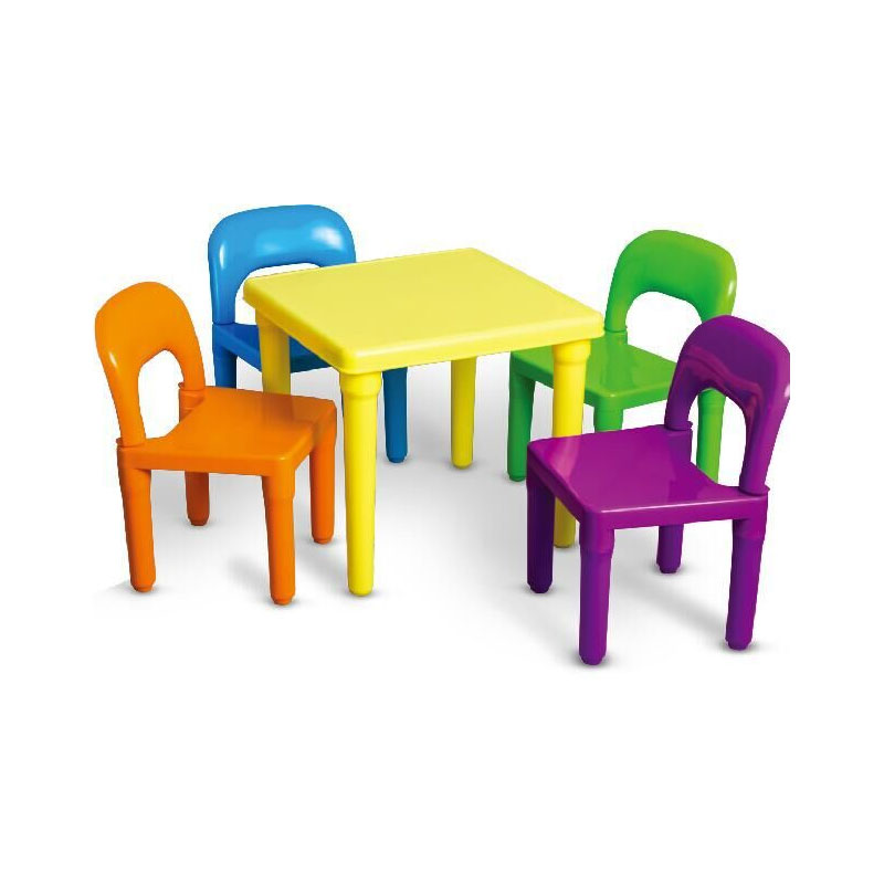 Conjunto de mesa e 4 cadeiras dobráveis ​​para uso doméstico com móveis leves para crianças