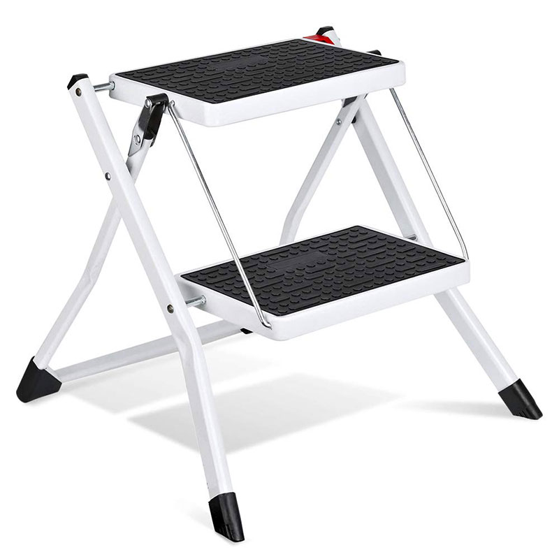 Household Folding Steel 2 Step Ladders Lightweight White