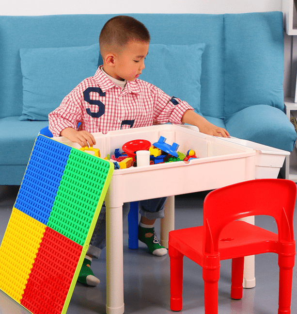 Namų ūkio vaikų veiklos stalas ir kėdžių komplektas su keletu mažylių veiklos stalu su 2 kėdėmis - 6 