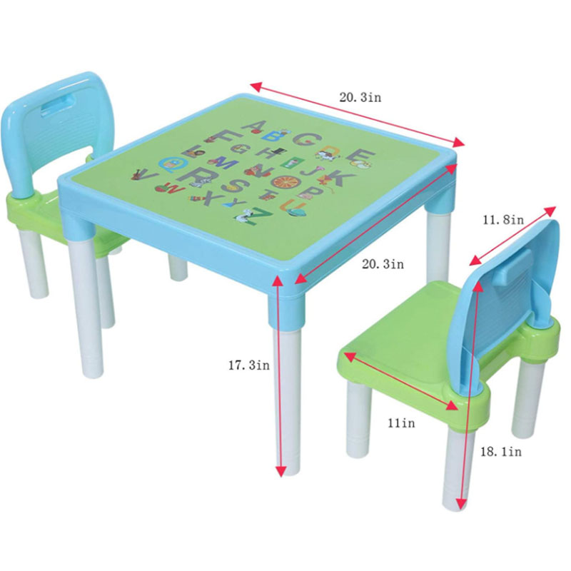 घरगुती मुले फोल्डेबल अ‍ॅक्टिव्हिटी टेबल आणि 2 खुर्च्या सेट - 5