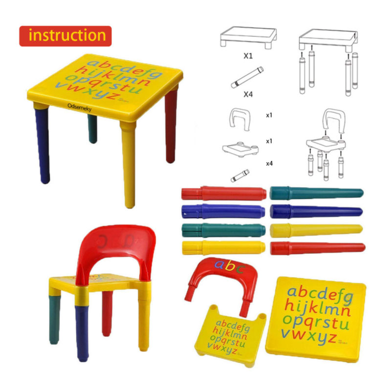 Сет за маса и столици за деца, преклопен за домаќинства од пластика - 8