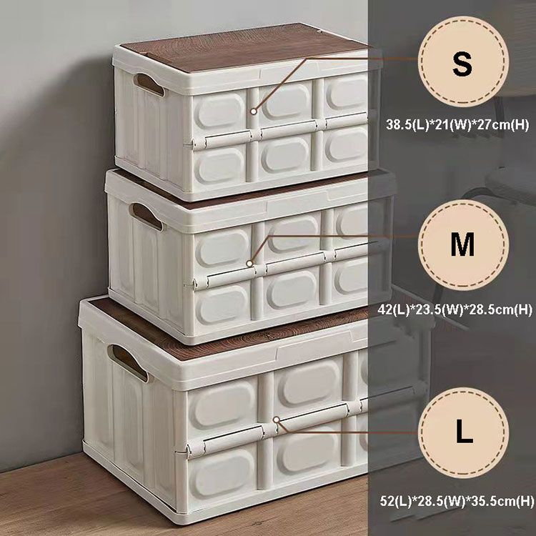 56 Quart Plastic Collapsible Storage Bin With Wooden Lid - 17 