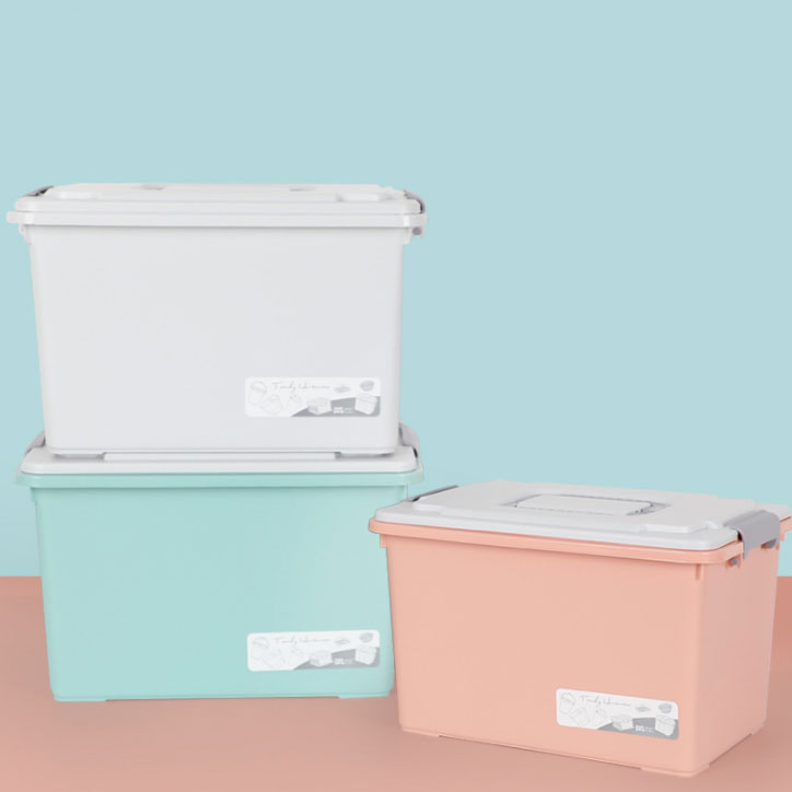 Storage Organizer Bins With Latching Handle And Lids - 3 